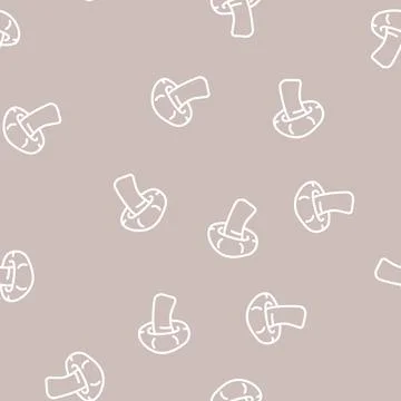 Shitake mushroom line vector seamless pattern Stockillustratie