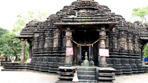The Shiv Mandir of Ambarnath Stock Footage 94608459