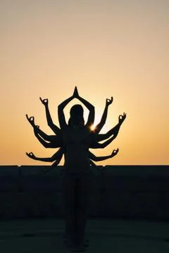 Shiva is a multi-armed deity. Figures of girls who were in form Stock Photos