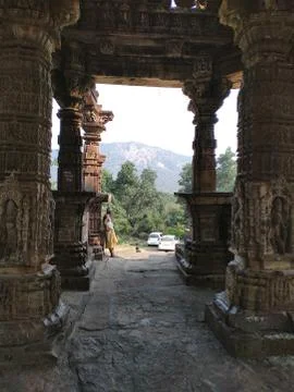 Shiva temple collumn and main door Stock Photos