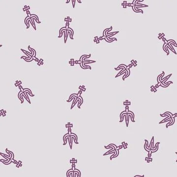 Shiva trident trishul line vector seamless pattern Stock Illustration