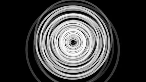 Shiver of circle stripes white line spiral sound on black background. Stock Footage 334897521