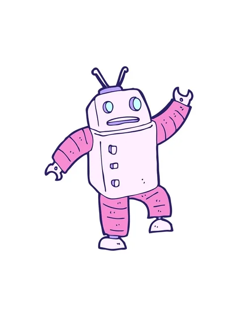 Shivering motion animation of a cartoon android doodle Stock Footage 324425403