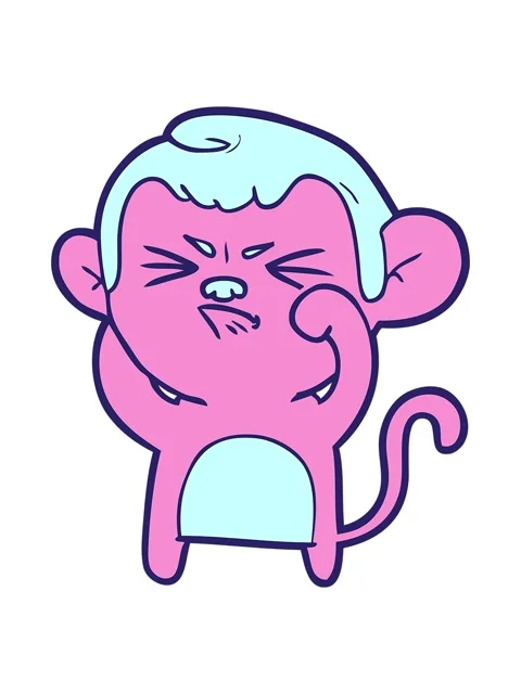 Shivering motion animation of cartoon angry monkey Stock Footage 324449217