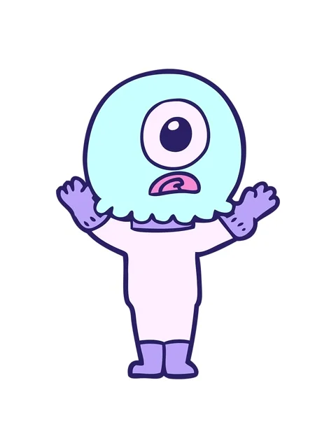 Shivering motion animation of cartoon cyclops alien spaceman Stock Footage 324189717