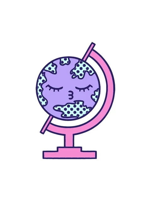 Shivering motion animation of comic book style cartoon of a globe of the worl Stock Footage 324217746