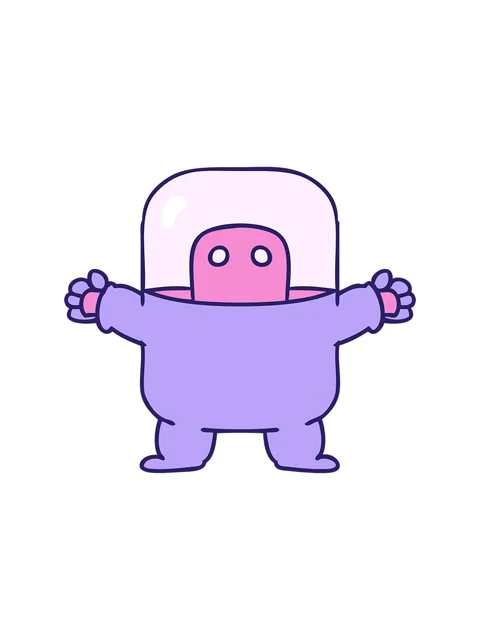 Shivering motion animation of hand drawn cartoon doodle of an alien in a suit Stock Footage 324431982