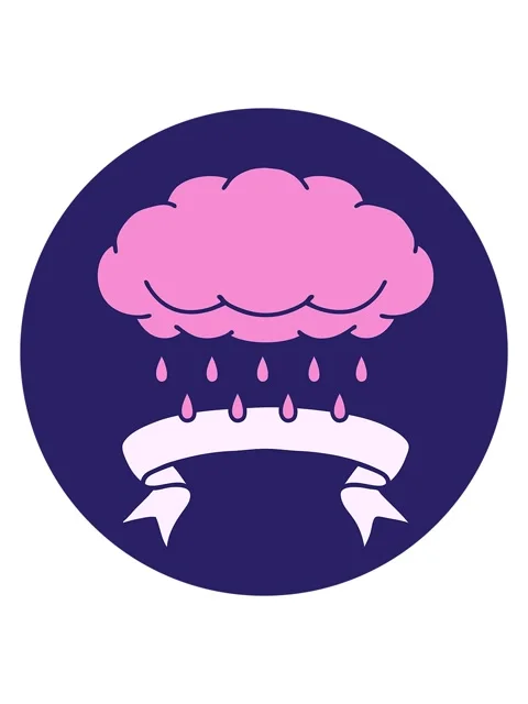 Shivering motion animation of tattoo style icon with banner of a cloud rainin Video stock 324062893