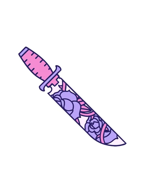 Shivering motion animation of tattoo style dagger and flowers Stock Footage 324352883
