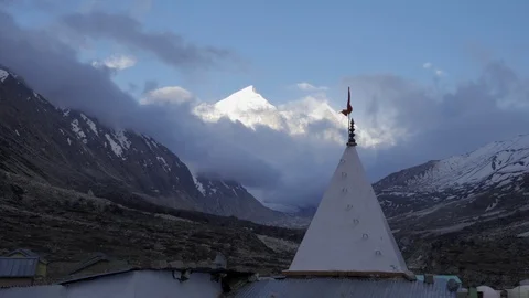 Shivling mountain at the source of the Ganges. Garhwal Himalaya. India Stock Footage 110917709
