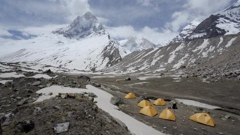 Shivling mountain at the source of the Ganges. Garhwal Himalaya. India Stock Footage 110918841