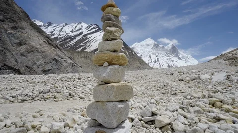 Shivling mountain at the source of the Ganges. Garhwal Himalaya. India Stock Footage 110919968