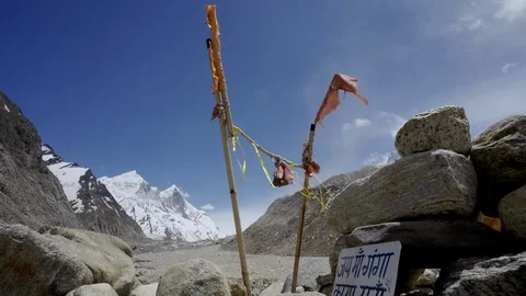 Shivling mountain at the source of the Ganges. Garhwal Himalaya. India Stock Footage 110920335