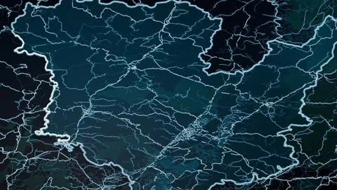 Shiyan China Glowing Digital Map Animation 4K Video stock 337269961