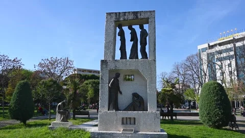 Shkoder, Albania: Monument dedicated to the victims of communist persecution Stock Footage 307646815