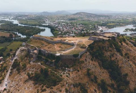 Shkoder Castle in Albania by Drone Stock Photos