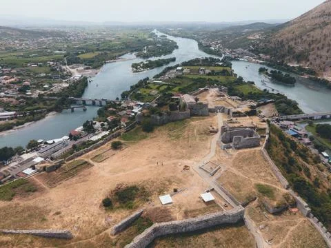 Shkoder Castle in Albania by Drone Foto stock