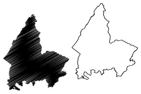 Shkoder County (Republic of Albania) map vector illustration, scribble sketch Stock Illustration