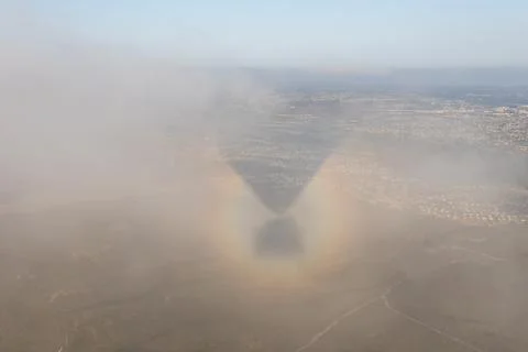 The shoadow of hot air balloons on the clouds Stock Photos
