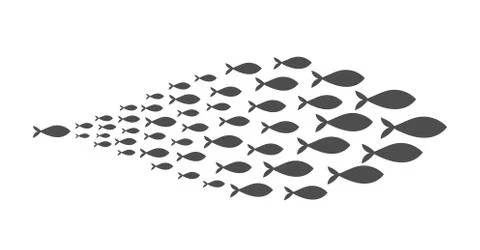 Shoal of fish. Vector illustration. Stock Illustration