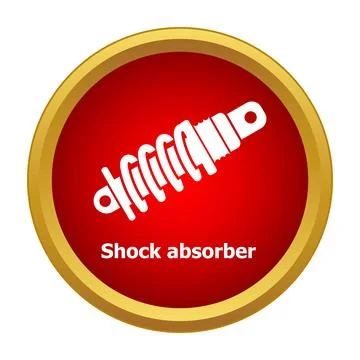 Shock absorber icon on a red round sign Stock Illustration