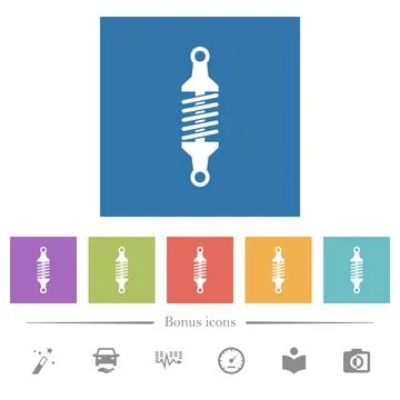 Shock absorber solid flat white icons in square backgrounds 库存插图