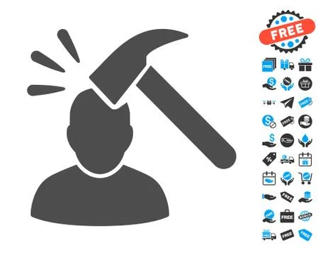 Shock Flat Icon with free bonus elements Stock Illustration