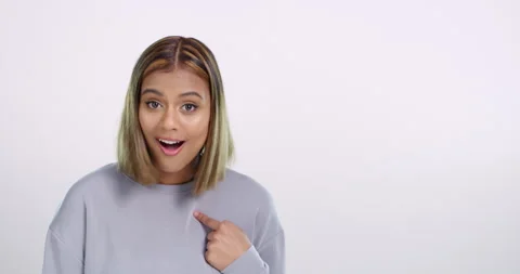 Shock, happy and face of a woman in Stock Video Pond5