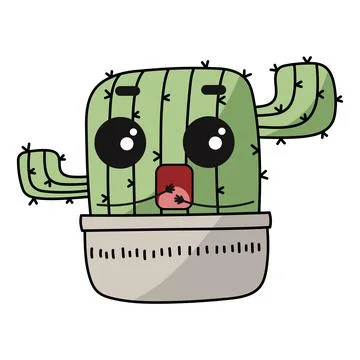 Shock scared and afraid cute cactus cartoon Illustrazione stock
