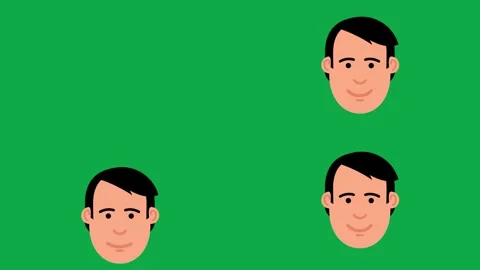 Shock Sunglass Sad Man animation on green screen 3d clay model perfect Vidéo 334704046