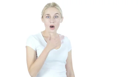 Shock, Upset Woman on White Background Stock Footage