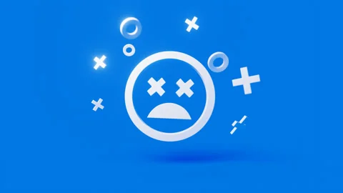 Shocked 3d icon on a simple blue background 4k seamless animation loop Stock Footage 202092147