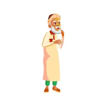 Shocked arab man looking at forest fire cartoon vector Stock Illustration