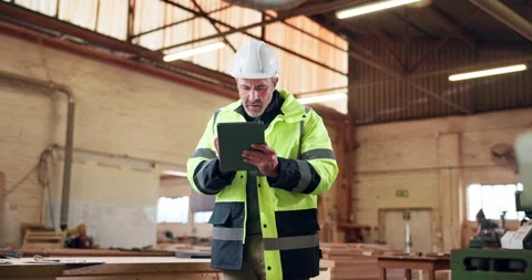 Shocked, architect and man with tablet on construction site, online and mistake Stock Footage 338037882