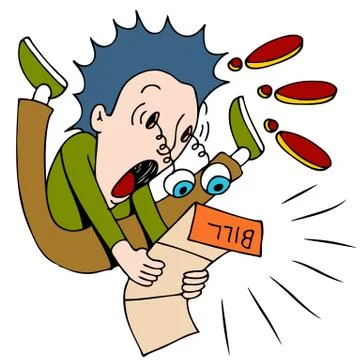 Shocked by the bill Stock Illustration