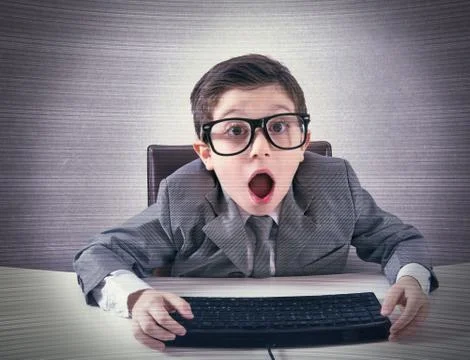 Shocked computer nerd Illustrazione stock