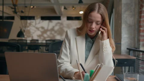 Shocked confused stressed busy multitasking business Caucasian woman Stock Footage 272462959