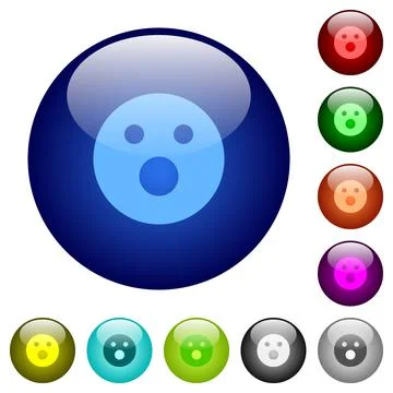 Shocked emoticon solid color glass buttons イラスト素材