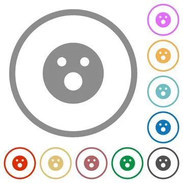 Shocked emoticon solid flat icons with outlines イラスト素材