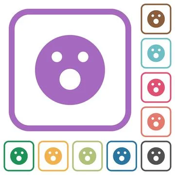 Shocked emoticon solid simple icons Stock Illustration
