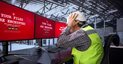 Shocked Engineer Faces Cyber Breach In Computer Assembly Industry Upset Unhap Stock Photos