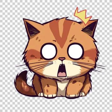 Shocked expression cat face Иллюстрация