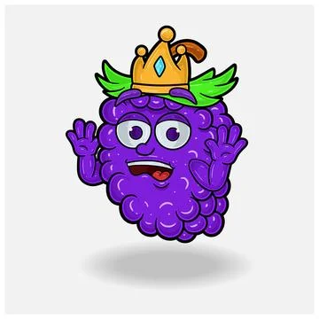 Shocked expression with Grape Fruit Crown Mascot Character Cartoon. Stock Illustration