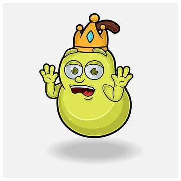 Shocked expression with Pear Fruit Crown Mascot Character Cartoon. Stock Illustration