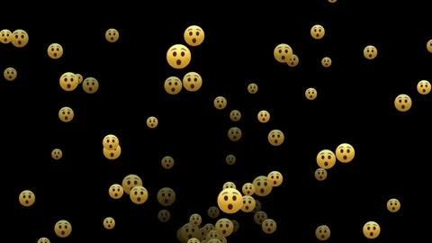 Shocked face emojis floating animation isolated on black background Stock Footage 321009810
