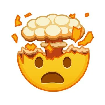 Shocked face with exploding head Large size of yellow emoji smile Stock Illustration