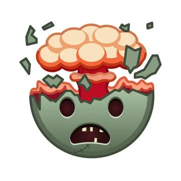 Shocked face with exploding head Large size of zombie halloween emoji Stock Illustration
