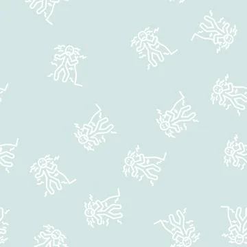 Shocked man accident line vector seamless pattern Stock Illustration