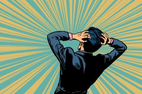 Shocked man back, human reaction. Stock Illustration