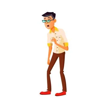 Shocked man looking at modern robot on presentation cartoon vector Illustrazione stock
